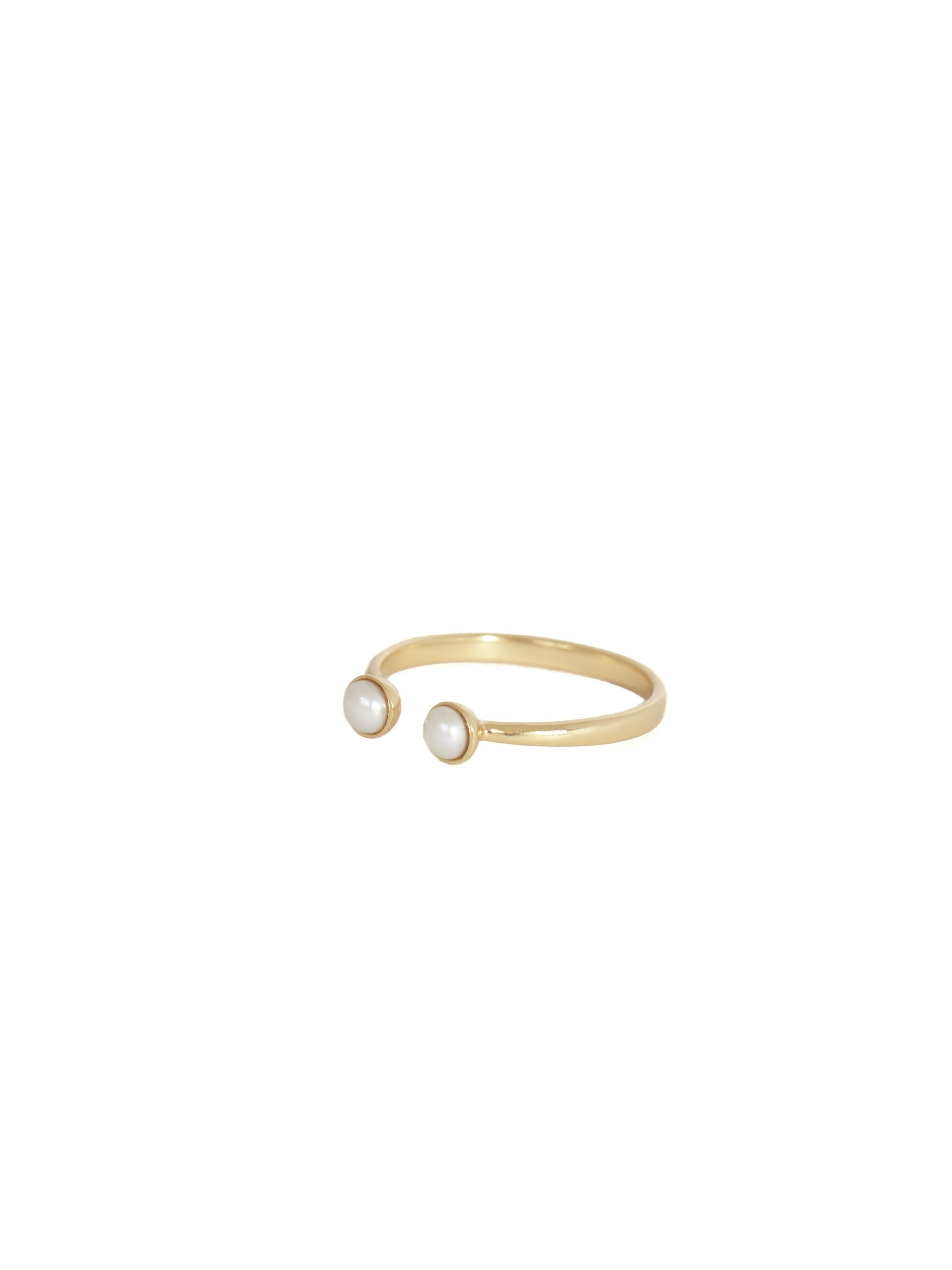 Double Pearls Ring Gold