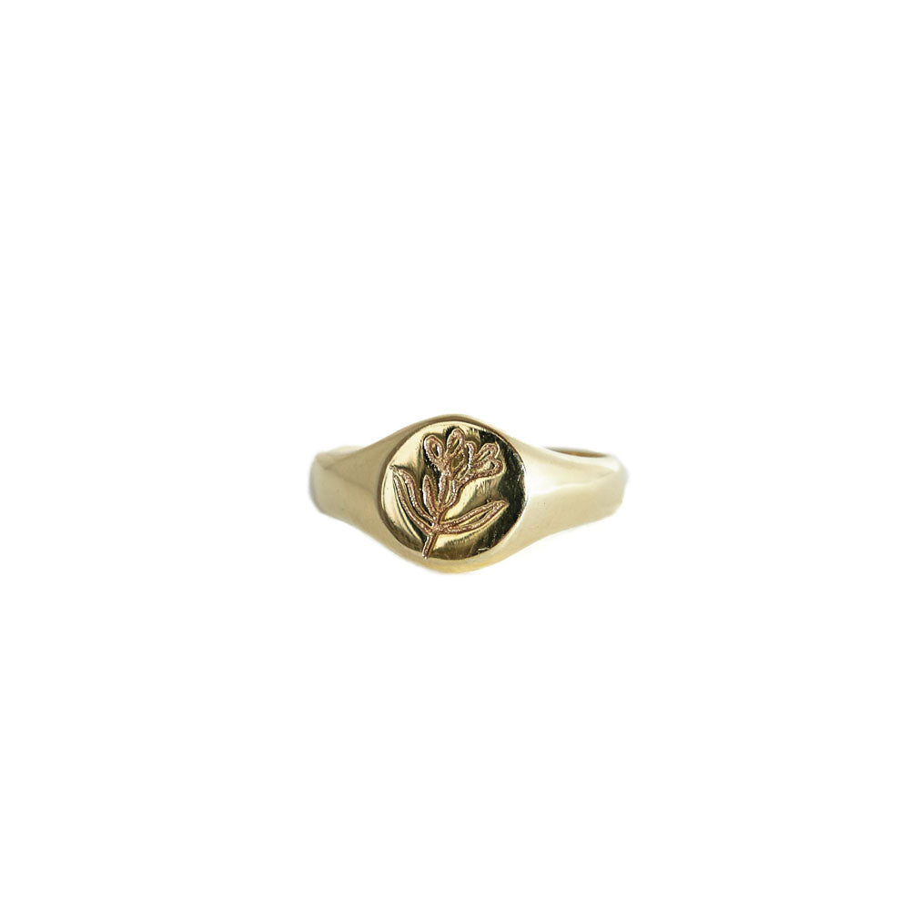 Signet Flower Ring Gold