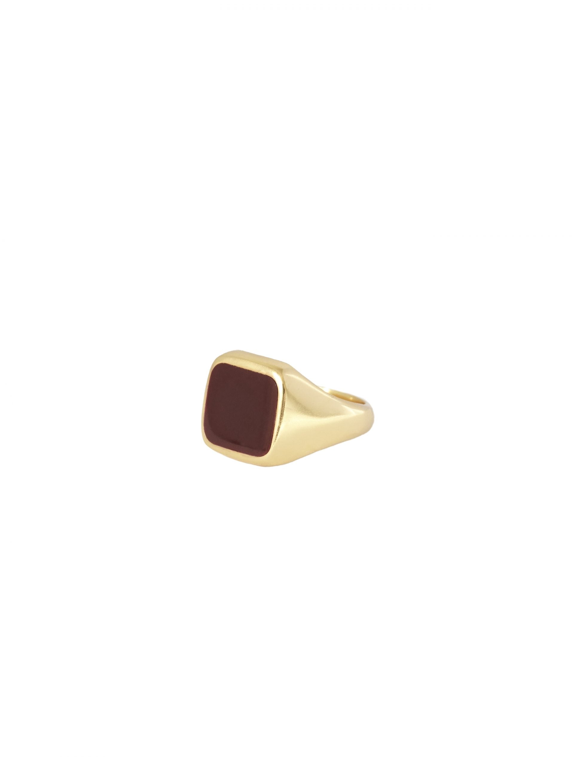 Signet Square Resin Bordeaux Ring Gold